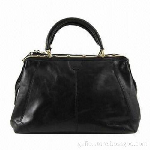 Doctor Leather Bag with Inside Zipper Pocket and Polyester Lining